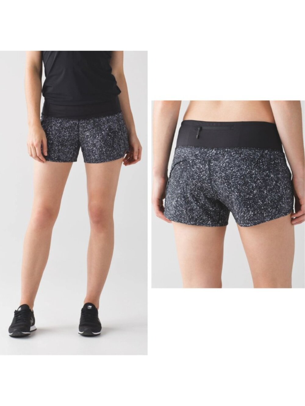 Lululemon Run Times Short Mini Splatter White Black